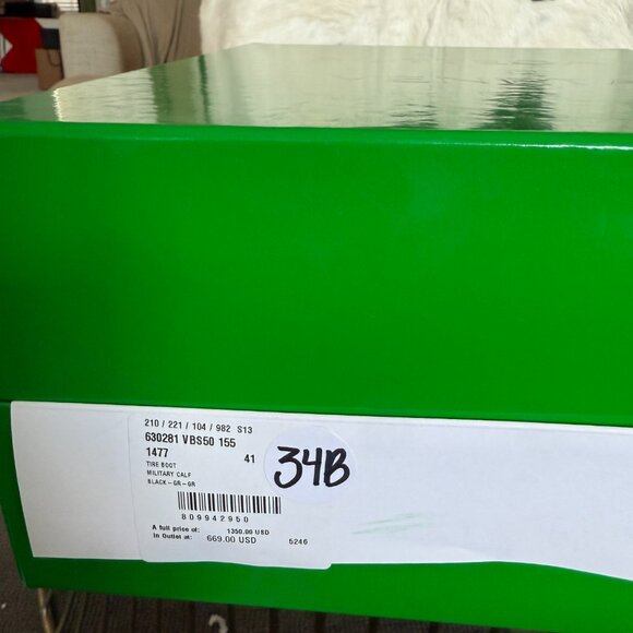 Bottega Veneta Military Calf Black Leather Green & Black Tire Ankle Boot 630281 - Picture 13 of 13